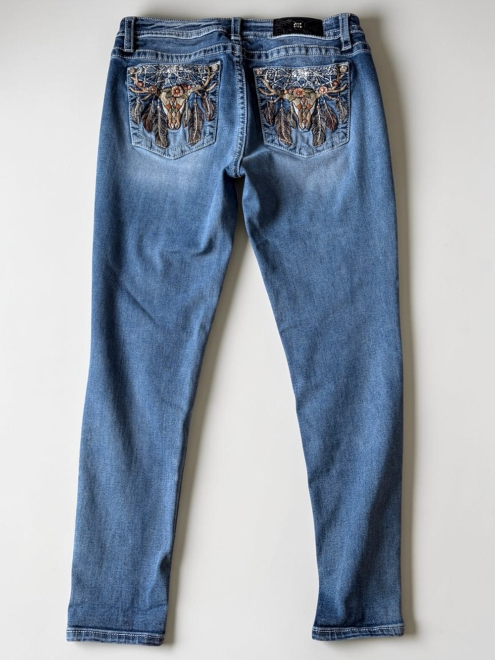 Miss Me Hailey Skinny Jeans Low Rise Embroidery Pocket Rodeo Core Western 31 - Picture 7 of 16